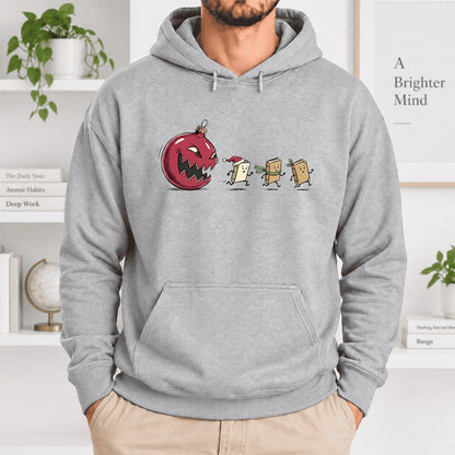 Christmas Book Chase Softstyle Hoodie | Holiday Book Lover Gift Sport Grey