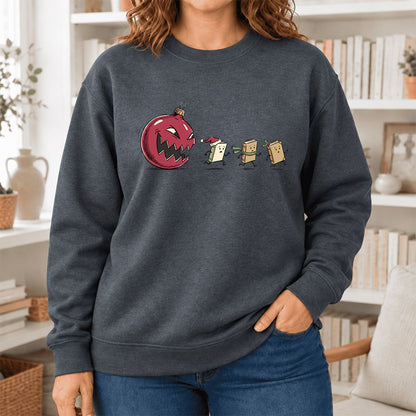 Christmas Book Chase Softstyle Sweatshirt | Holiday Book Lover Gift Dark Heather