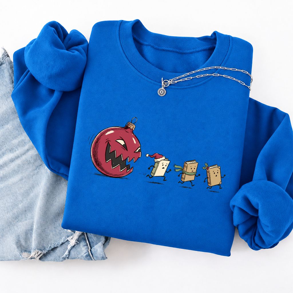 Christmas Book Chase Softstyle Sweatshirt | Holiday Book Lover Gift Royal