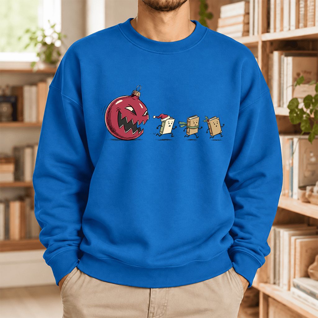 Christmas Book Chase Softstyle Sweatshirt | Holiday Book Lover Gift Royal