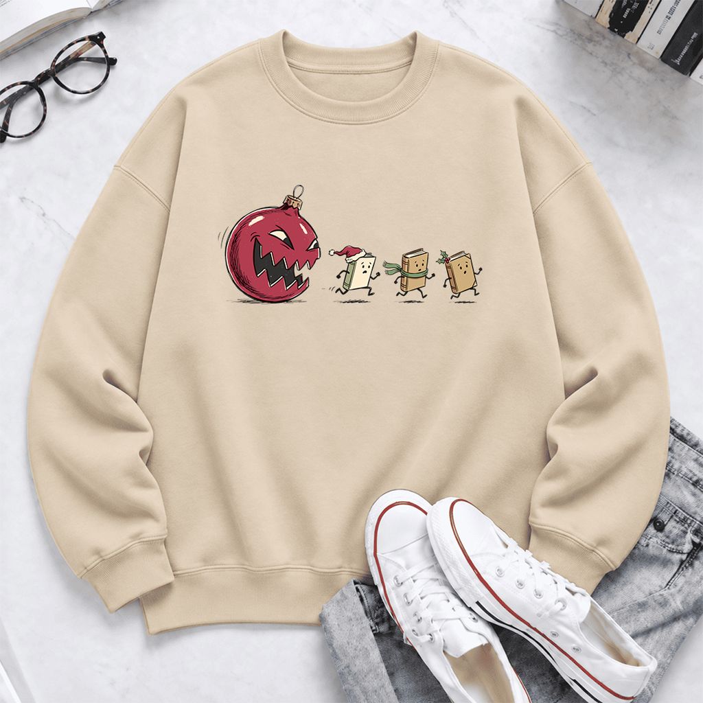 Christmas Book Chase Softstyle Sweatshirt | Holiday Book Lover Gift Sand