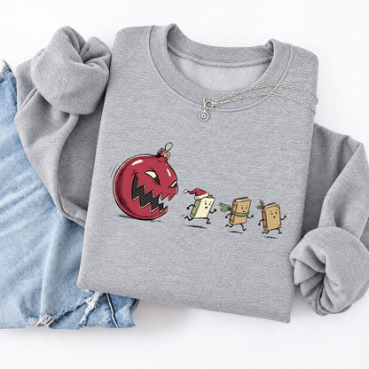 Christmas Book Chase Softstyle Sweatshirt | Holiday Book Lover Gift Sport Grey
