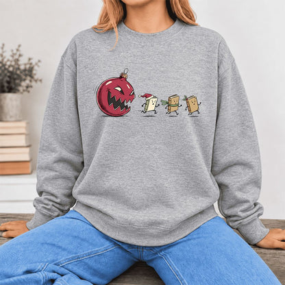 Christmas Book Chase Softstyle Sweatshirt | Holiday Book Lover Gift Sport Grey