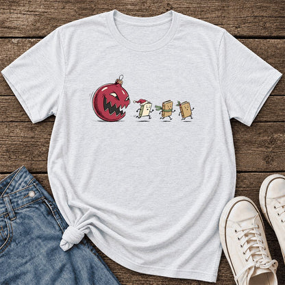 Christmas Book Chase Ultra-Soft Cotton T-Shirt | Holiday Book Lover Gift Ash