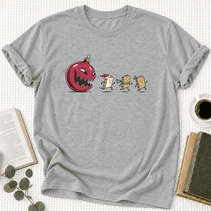 Christmas Book Chase Ultra-Soft Cotton T-Shirt | Holiday Book Lover Gift Athletic Heather