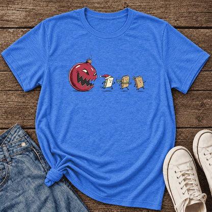 Christmas Book Chase Ultra-Soft Cotton T-Shirt | Holiday Book Lover Gift Heather True Royal