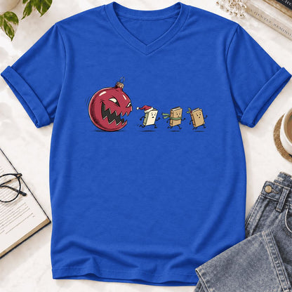 Christmas Book Chase Ultra-Soft V-Neck | Holiday Book Lover Gift True Royal