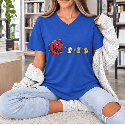 Christmas Book Chase Ultra-Soft V-Neck | Holiday Book Lover Gift True Royal