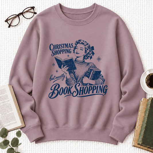 Christmas Shopping But Mostly Book Shopping Softstyle Sweatshirt | Reader Gift Paragon