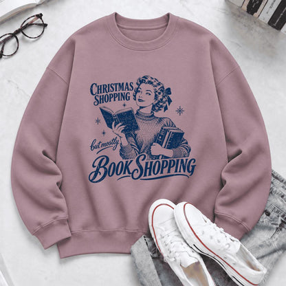 Christmas Shopping But Mostly Book Shopping Softstyle Sweatshirt | Reader Gift Paragon
