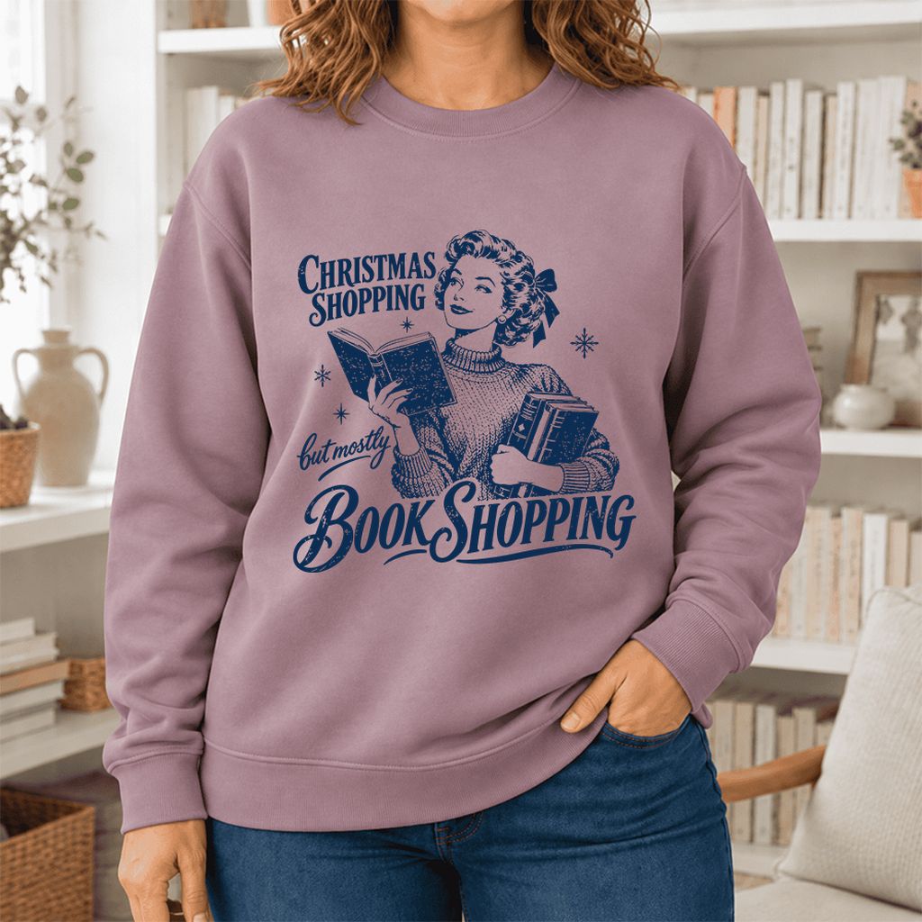 Christmas Shopping But Mostly Book Shopping Softstyle Sweatshirt | Reader Gift Paragon