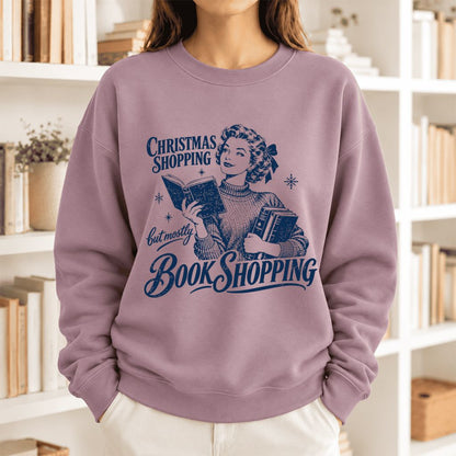 Christmas Shopping But Mostly Book Shopping Softstyle Sweatshirt | Reader Gift Paragon