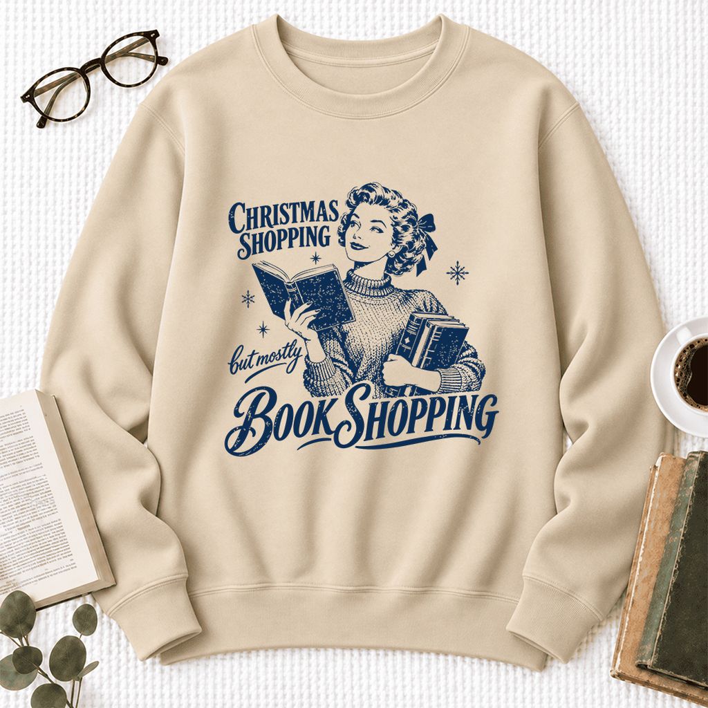 Christmas Shopping But Mostly Book Shopping Softstyle Sweatshirt | Reader Gift Sand