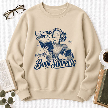 Christmas Shopping But Mostly Book Shopping Softstyle Sweatshirt | Reader Gift Sand