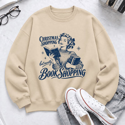 Christmas Shopping But Mostly Book Shopping Softstyle Sweatshirt | Reader Gift Sand