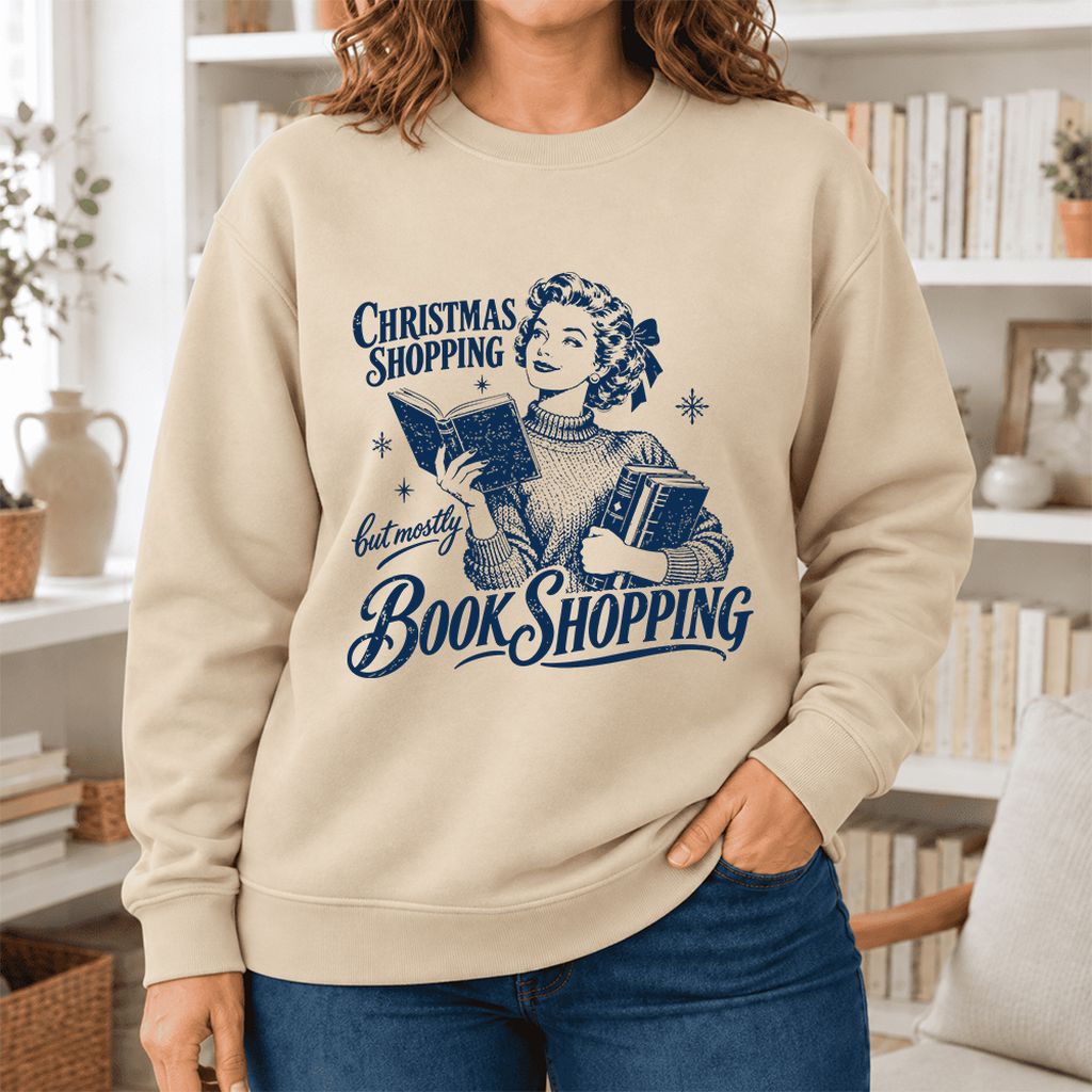 Christmas Shopping But Mostly Book Shopping Softstyle Sweatshirt | Reader Gift Sand