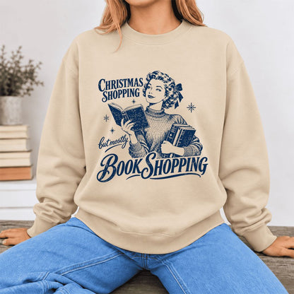 Christmas Shopping But Mostly Book Shopping Softstyle Sweatshirt | Reader Gift Sand