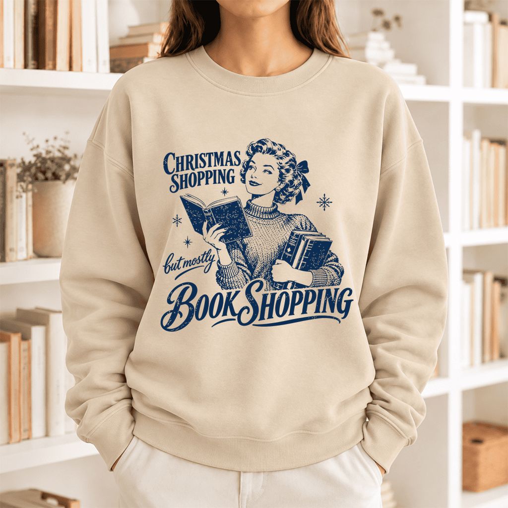 Christmas Shopping But Mostly Book Shopping Softstyle Sweatshirt | Reader Gift Sand