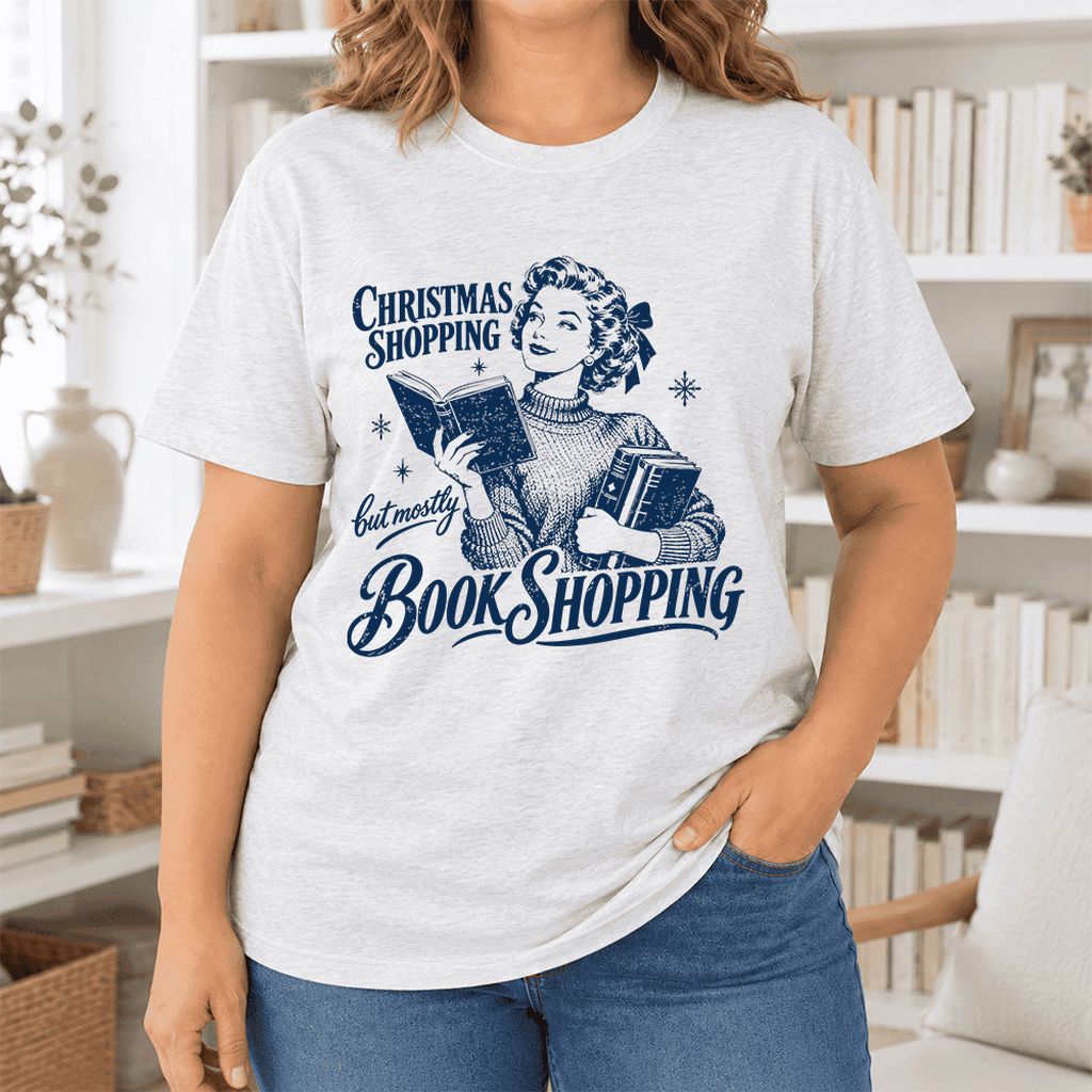 Christmas Shopping But Mostly Book Shopping Ultra-Soft Cotton T-Shirt | Gift Ash