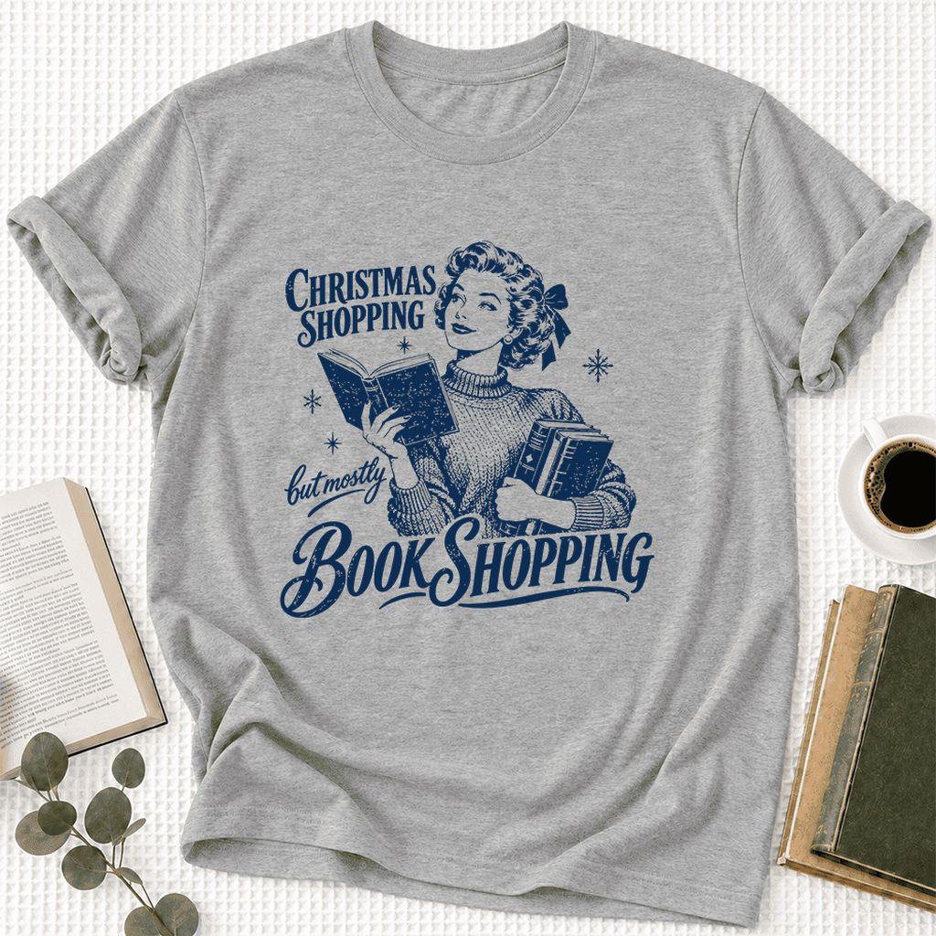 Christmas Shopping But Mostly Book Shopping Ultra-Soft Cotton T-Shirt | Gift Athletic Heather