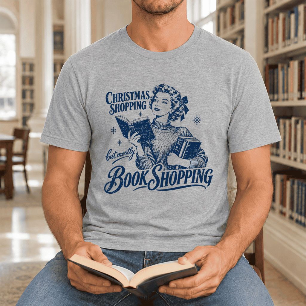 Christmas Shopping But Mostly Book Shopping Ultra-Soft Cotton T-Shirt | Gift Athletic Heather