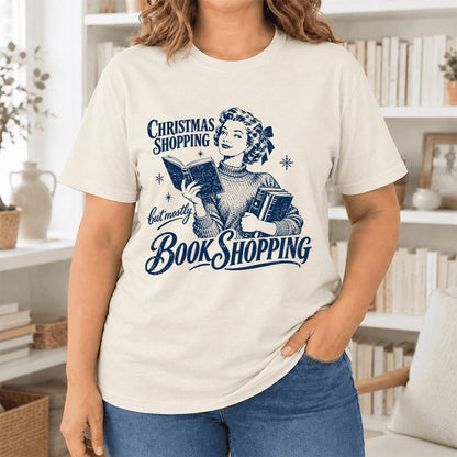 Christmas Shopping But Mostly Book Shopping Ultra-Soft Cotton T-Shirt | Gift Natural