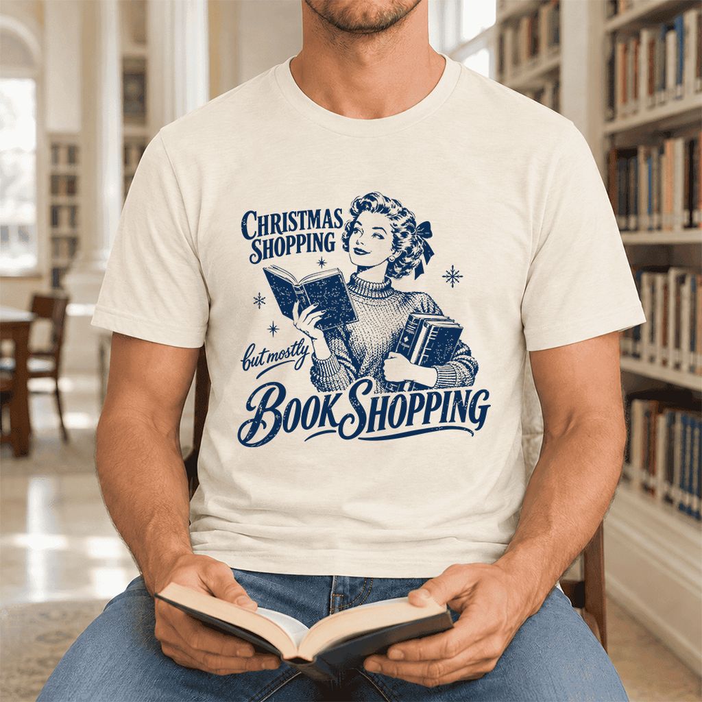 Christmas Shopping But Mostly Book Shopping Ultra-Soft Cotton T-Shirt | Gift Natural