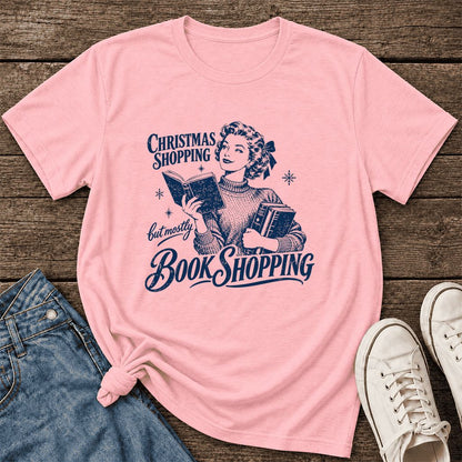 Christmas Shopping But Mostly Book Shopping Ultra-Soft Cotton T-Shirt | Gift Pink