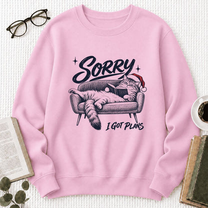 Sorry I Got Plans Printed Sweatshirt | Christmas Reader Gift Light Pink