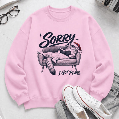 Sorry I Got Plans Printed Sweatshirt | Christmas Reader Gift Light Pink