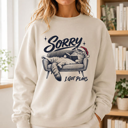 Sorry I Got Plans Printed Sweatshirt | Christmas Reader Gift Sand