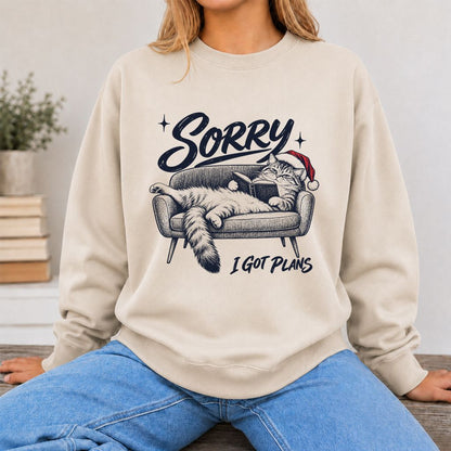 Sorry I Got Plans Printed Sweatshirt | Christmas Reader Gift Sand