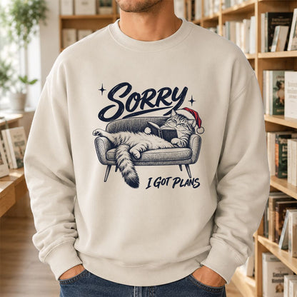 Sorry I Got Plans Printed Sweatshirt | Christmas Reader Gift Sand
