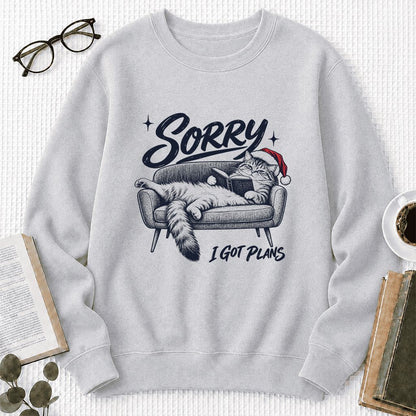 Sorry I Got Plans Printed Sweatshirt | Christmas Reader Gift Sport Grey