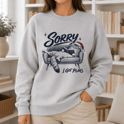 Sorry I Got Plans Printed Sweatshirt | Christmas Reader Gift Sport Grey