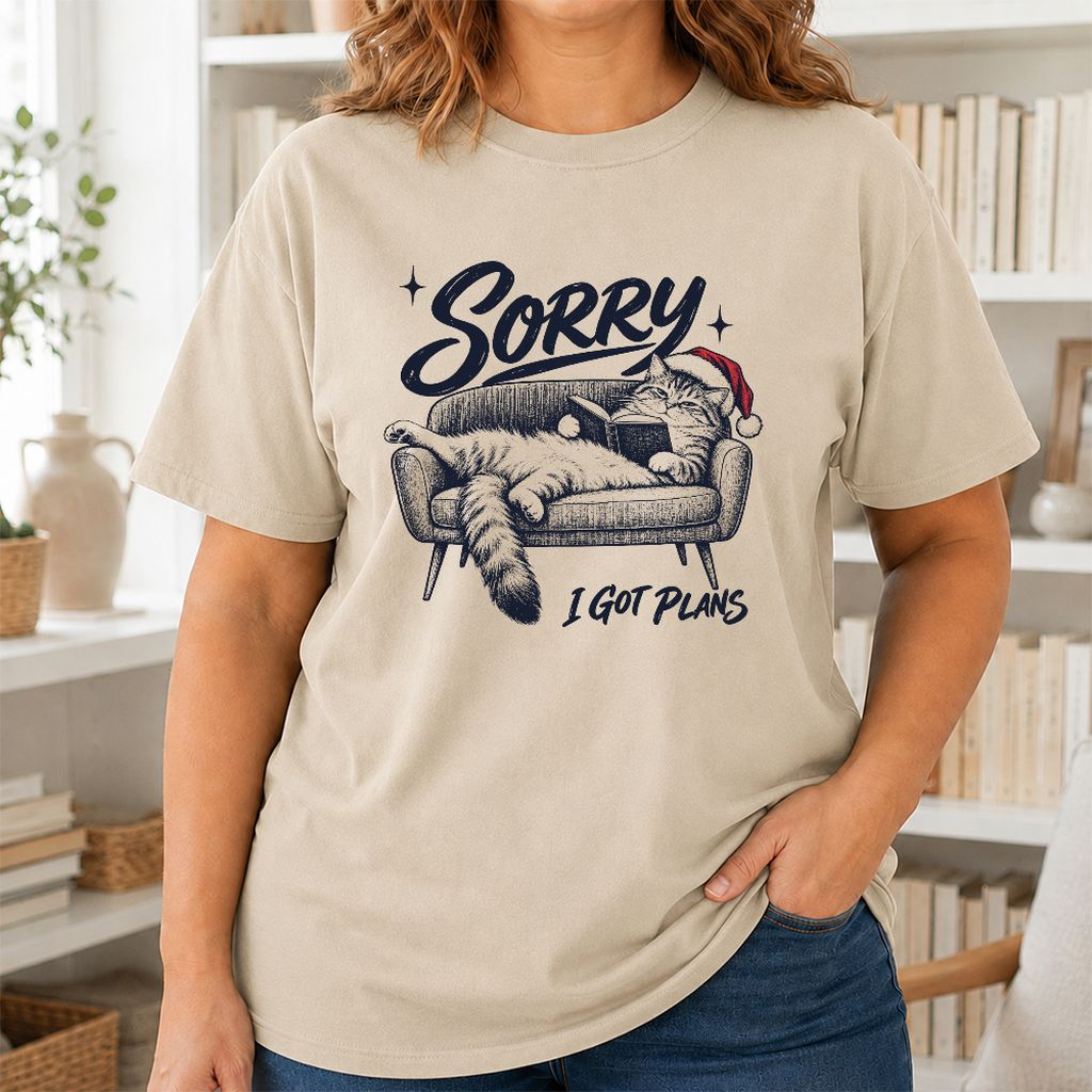 Sorry I Got Plans Printed T-Shirt | Christmas Reader Gift Sand