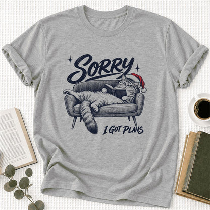 Sorry I Got Plans Ultra-Soft Cotton T-Shirt | Christmas Reader Gift Athletic Heather