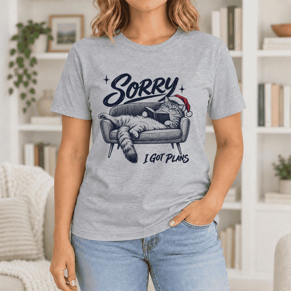 Sorry I Got Plans Ultra-Soft Cotton T-Shirt | Christmas Reader Gift Athletic Heather