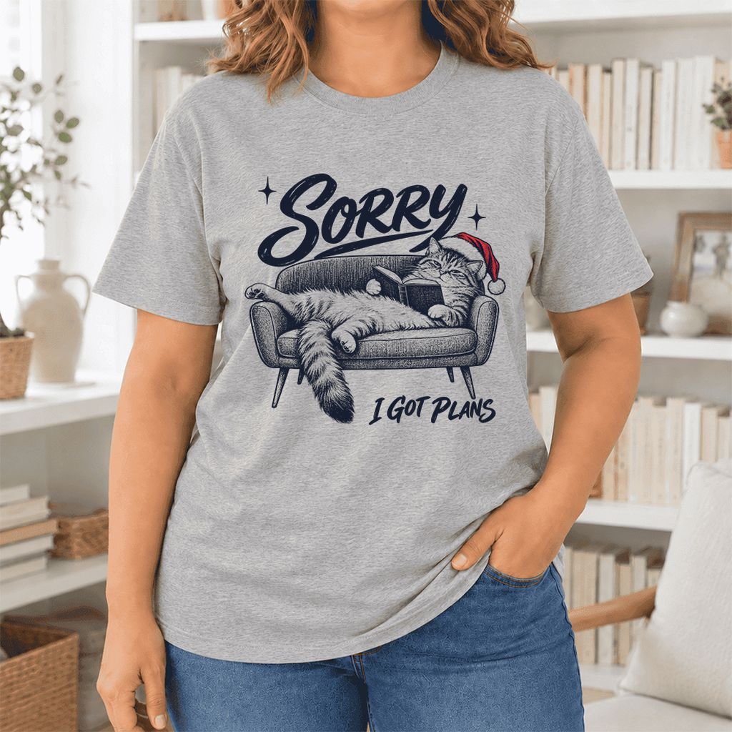 Sorry I Got Plans Ultra-Soft Cotton T-Shirt | Christmas Reader Gift Athletic Heather