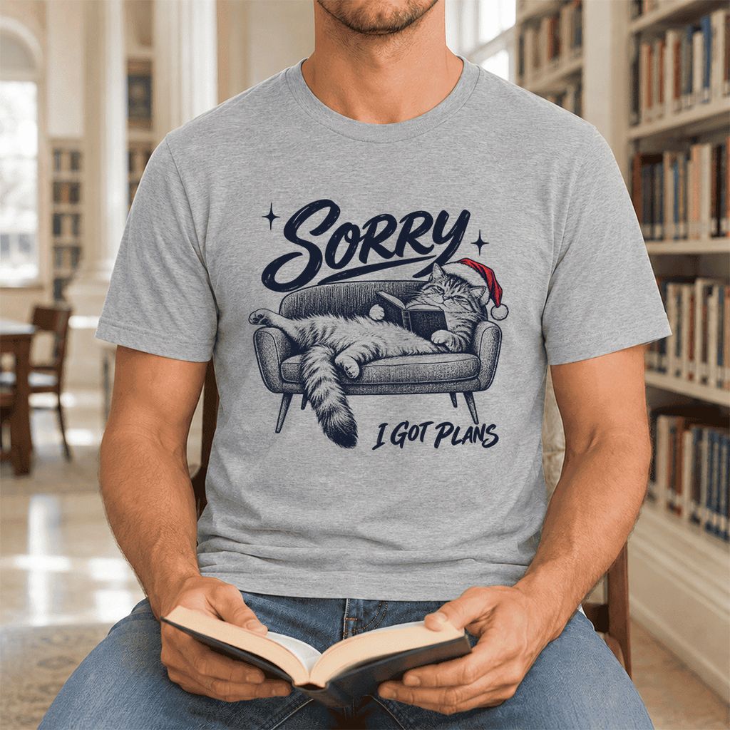 Sorry I Got Plans Ultra-Soft Cotton T-Shirt | Christmas Reader Gift Athletic Heather