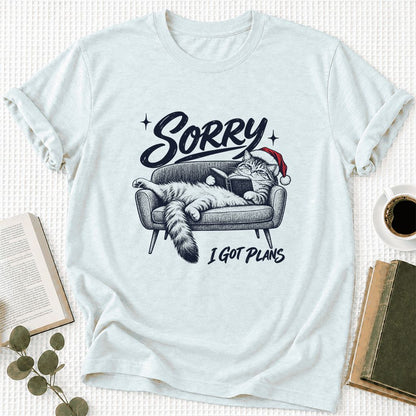 Sorry I Got Plans Ultra-Soft Cotton T-Shirt | Christmas Reader Gift Heather Ice Blue