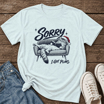 Sorry I Got Plans Ultra-Soft Cotton T-Shirt | Christmas Reader Gift Heather Ice Blue