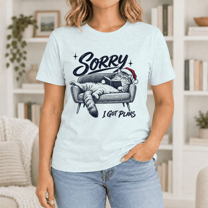 Sorry I Got Plans Ultra-Soft Cotton T-Shirt | Christmas Reader Gift Heather Ice Blue