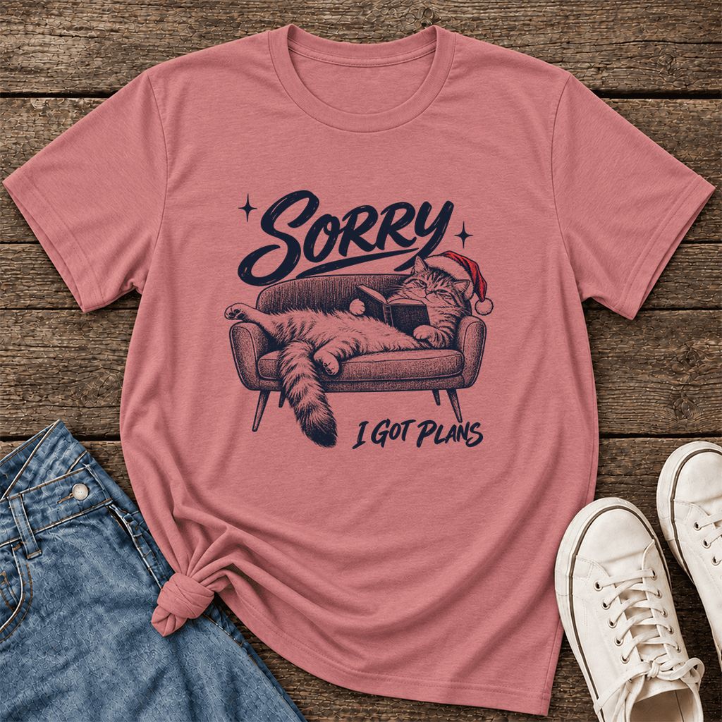 Sorry I Got Plans Ultra-Soft Cotton T-Shirt | Christmas Reader Gift Mauve