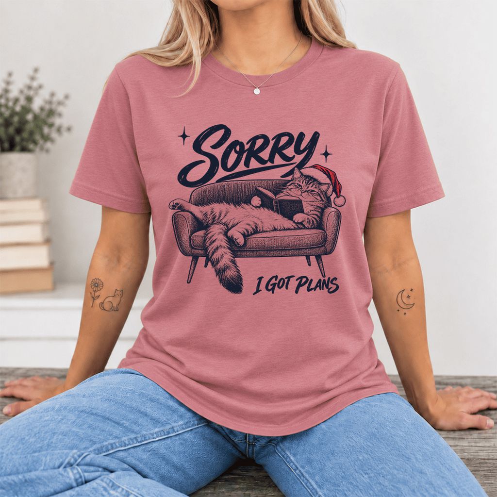 Sorry I Got Plans Ultra-Soft Cotton T-Shirt | Christmas Reader Gift Mauve
