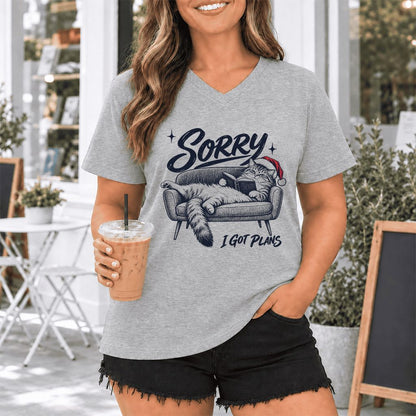 Sorry I Got Plans Ultra-Soft V-Neck | Christmas Reader Gift Athletic Heather