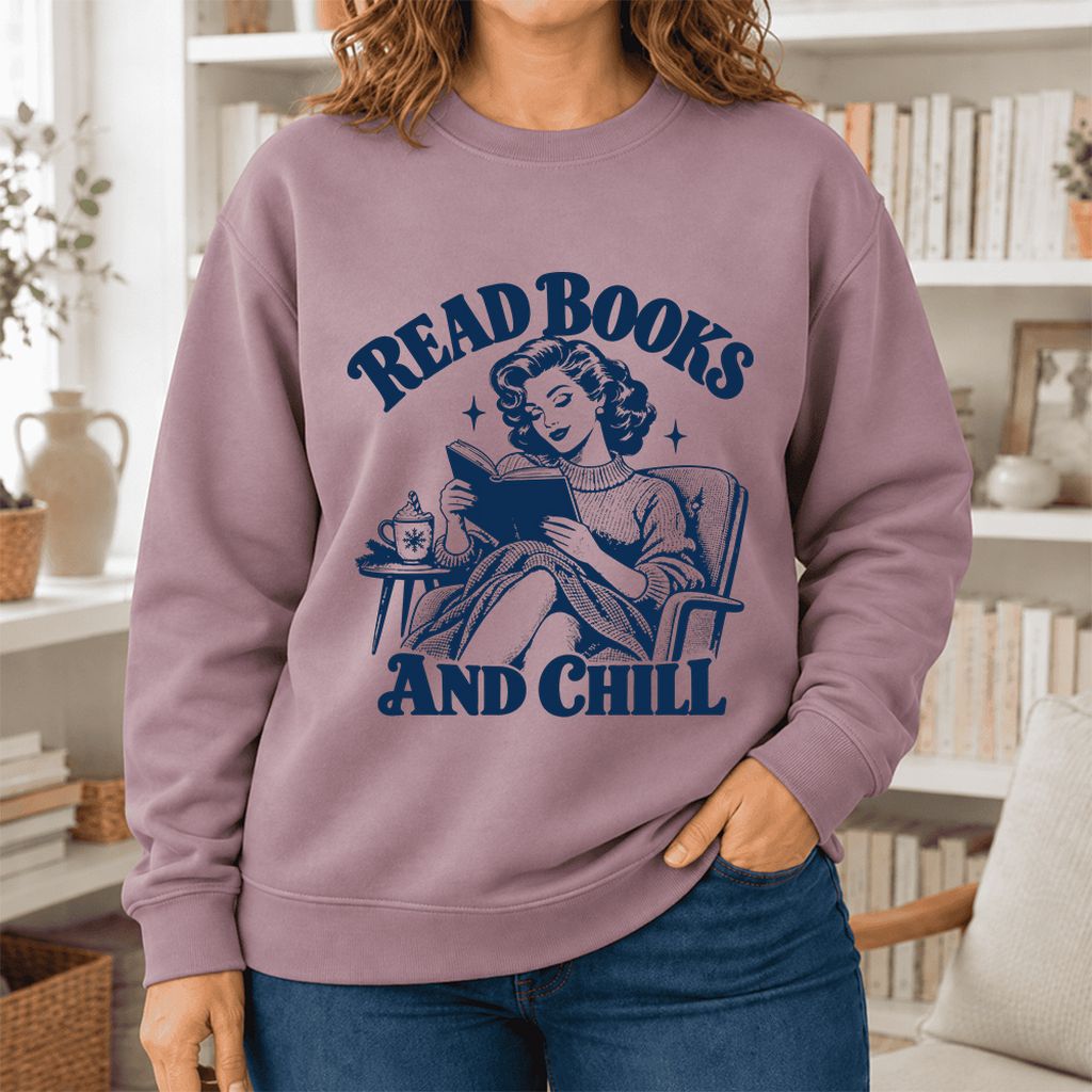 READ BOOKS AND CHILL Softstyle Sweatshirt | Cozy Book Lover Gift Paragon