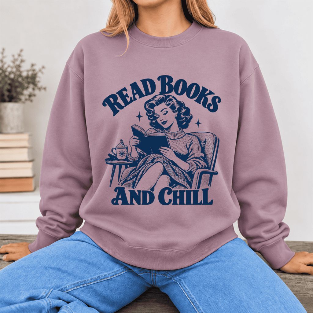 READ BOOKS AND CHILL Softstyle Sweatshirt | Cozy Book Lover Gift Paragon