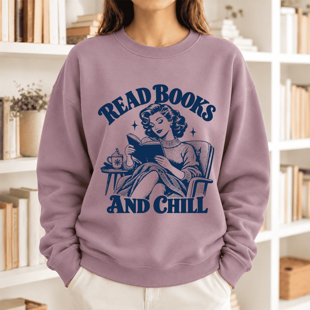 READ BOOKS AND CHILL Softstyle Sweatshirt | Cozy Book Lover Gift Paragon