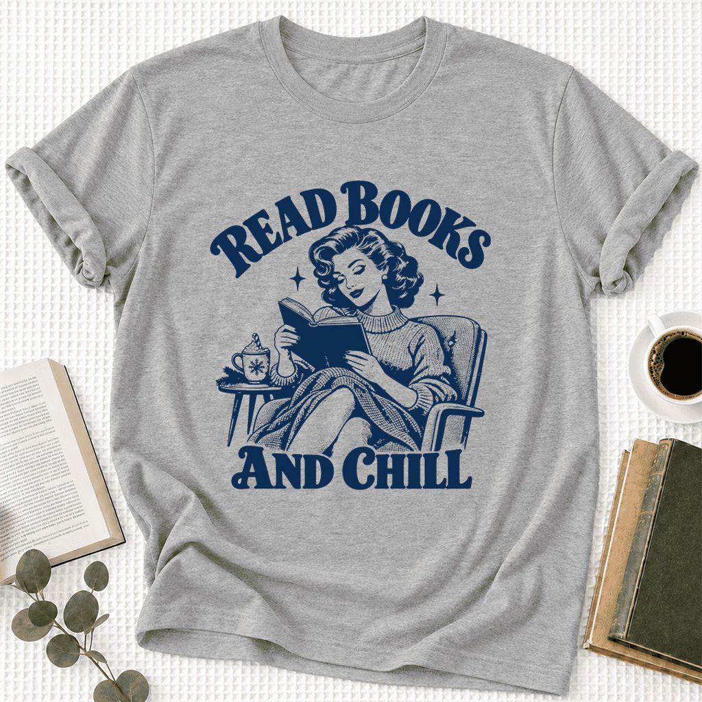 READ BOOKS AND CHILL Ultra-Soft Cotton T-Shirt | Cozy Book Lover Gift Athletic Heather